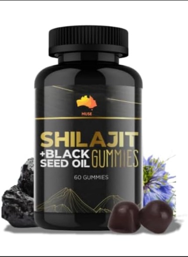 [BRSRAFABBFYGMADJ] Shilajit and Black Seed Gummies for Men and Women, 60 Count, Himalayan Shilajit and Black Seed Oil for Men & Women, Made in USA
