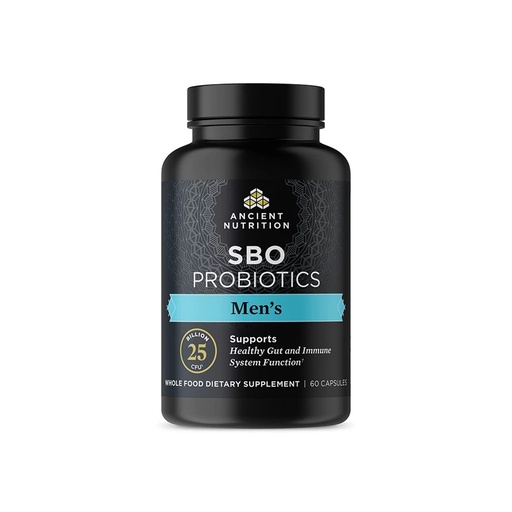 [BRSW2ZI5C4JRGFAV] Ancient Nutrition Probiotics for Men, SBO Probiotics Men's 60 Ct, for Gut Health, Digestive and Immune Support, Boosts Muscle Mass and Fat Metabolism, 25 Billion CFUs* Per Serving