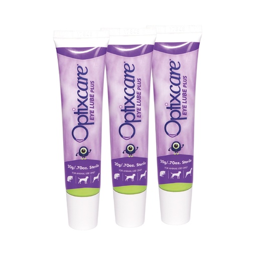 [BRSWGGT3BUCROAIY] OptixCare Eye Lube Plus + Hyaluron 20g for Dog Cat Horses, Pack of 3
