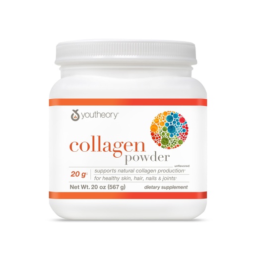 [BRSRAGD2CN5BAAI4] Youtheory Collagen Powder - 20 g Hydrolyzed Collagen Peptides - with Vitamin C, Biotin & Amino Acids - Supports Joint & Bone Health* - Unflavored - 20 oz (21-Day Supply)