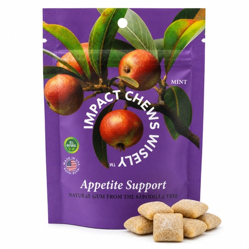 [BRSRGAIRBMPWED36] Appetite Support Chewing Gum by Impact Chews Wisely – Sugar-Free Functional Gum with Konjac, Chromium & Fennel, Natural Chicle Gum Base, Vegan Mint Flavor, 14 Count