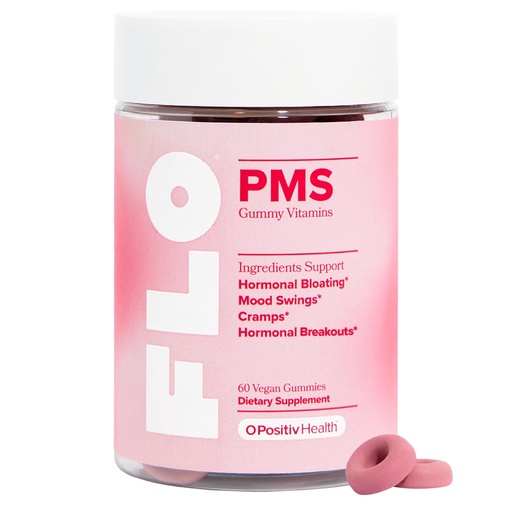 [BRSRAZYDCUBGY3I7] O Positiv FLO PMS Gummies for Women - Proactive PMS Relief - Targets Hormonal Breakouts, Bloating, Cramps, & Mood Swings with Chasteberry, Vitamin B6, & Lemon Balm - PMS Gummies (Pack of 1)