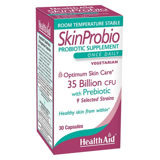 [BRSREY37BZ5Q23TU] HealthAid SkinProbio Skin & Gut Probiotic – 35 Billion CFU, 9 Strains + Prebiotic – Supports Healthy-Looking Skin & Digestive Balance – Once Daily, Vegetarian – 30 Capsules*