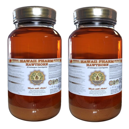 [BRSWI2QGCUJWIC3M] Hawaii Pharm Hawthorn (Crataegus Laevigata) Liquid Extract 2x32 oz Unfiltered