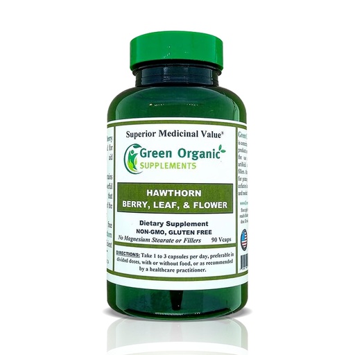 [BRSWGAIOAV7RS3YY] Green Organic Supplements Hawthorn Berry Capsules, Leaf, Flower, Hawthorn Supplements Contains 90 Capsules, Natural Hawthorn Herbs for Cardiovascular Health & Natural Heart Care (Single)