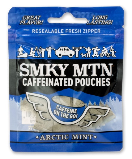 [BRSRACAPBNYBYA37] SMOKEY MOUNTAIN Caffeinated Pouches - Arctic Mint - Tobacco Free and Nicotine Free - 15 Pouches Per Pack - 5 Packs