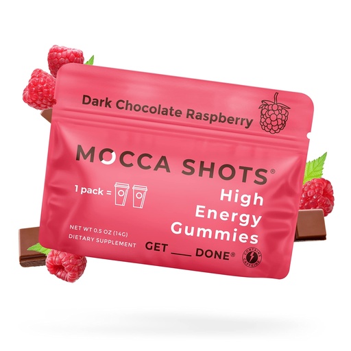 [BRSRAGDQDMJQAGQ6] SGC Highest Concentration 100 mg Caffeine per Gummy, 2 Gummies per Pack, 6-Pack Mocca Shots Raspberry Chocolate Plant-Based Instant Energy with Herbal nootropics