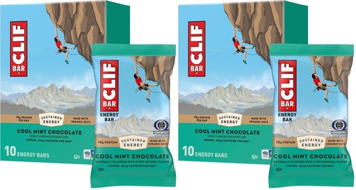 [BRSRECYCBB5AK2D4] CLIF BAR - Energy Protein Bars - Cool Mint Chocolate with Caffeine - Made with Organic Oats - Energy Bars - Non-GMO -,10 Count (Pack of 2)