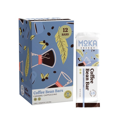 [BRSRGBANAAPAKADK] Moka Energy Coffee Energy Bar Variety Pack | Dark Roast, Vanilla Latte & Caramel Cappuccino | Energy Bars Made from Real Coffees | Snack with 90mg Caffeine | Vegan, Gluten Free | No Brew Needed (Caramel Cappuccino (12 pack))