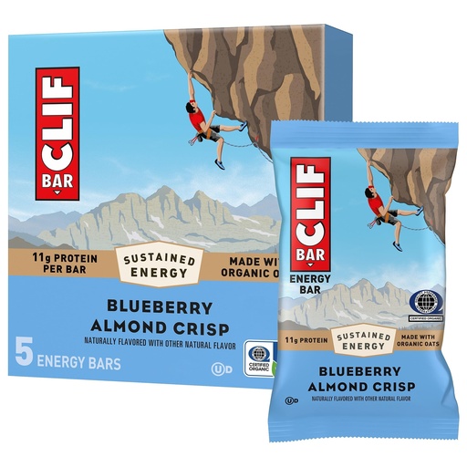[BRSRAGALO4MWYD3K] CLIF BAR - Energy Protein Bars - Blueberry Almond Crisp - Made with Organic Oats - Energy Bars - Non-GMO - (5 Pack)
