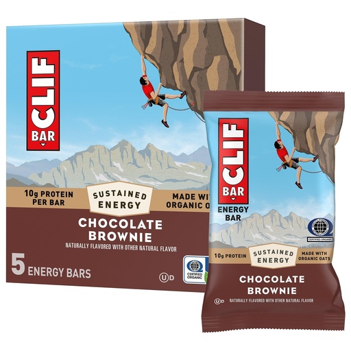 [BRSRAYYCBEMQGFDX] CLIF BAR - Chocolate Brownie Flavor - Made with Organic Oats - 10g Protein - Non-GMO - Plant Based - Energy Bars - 2.4 oz. (5 Pack)