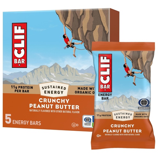 [BRSRAYD7AEHRE3A6] CLIF BAR - Energy Protein Bars - Crunchy Peanut Butter - Made with Organic Oats - Energy Bars - Non-GMO - (5 Pack)