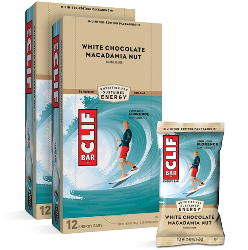 [BRSWGAL7CMPRGDL2] CLIF BARS - Energy Bars - White Chocolate Macadamia Nut Flavor - Made with Organic Oats - Plant Based Food - Vegetarian - Kosher (2.4 Ounce Protein Bars, 24 Count)