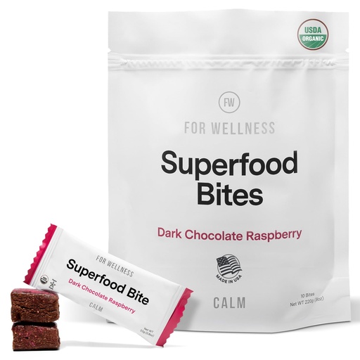 [BRSRGGIYOEHQ4HQY] For Wellness Superfood Bites Calm: Dark Chocolate Raspberry | Healthy Snacks for Adults and Kids | Organic, Healthy Snack for Energy and Brain Food | 10 Count