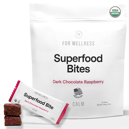 [BRSRGGIYOEFQ2CQY] For Wellness Superfood Bites Calm: Dark Chocolate Raspberry | Healthy Snacks for Adults and Kids | Organic, Healthy Snack for Energy and Brain Food | 20 Count