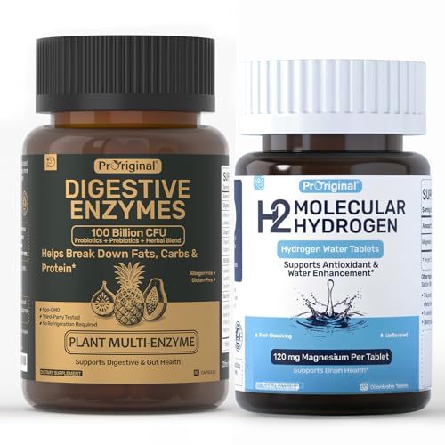 [BRSRGHQQPIIGGAIU] 12 PPM Molecular Hydrogen Tablets & Digestive Enzymes with Probiotics and Prebiotics | Daily Wellness & Digestive Routine | 2 Items
