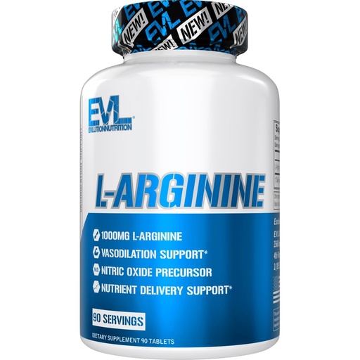 [BRSREBL4B57RYH3K] Evlution Nutrition L-Arginine - Supports Vasodilation & Nutrient Delivery - Nitric Oxide Precursor - 1000mg L-Arginine Per Serving - Promotes Muscle Pumps - Gluten Free - Non-GMO - 90 Servings
