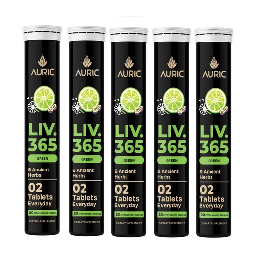 [BRSRECACBAIWA3A3] Auric Liv365 Liver Detox Supplement 100 Tablets | Lemon Flavour Advanced Herbal Formula for Liver Health, Detox & Cleansing