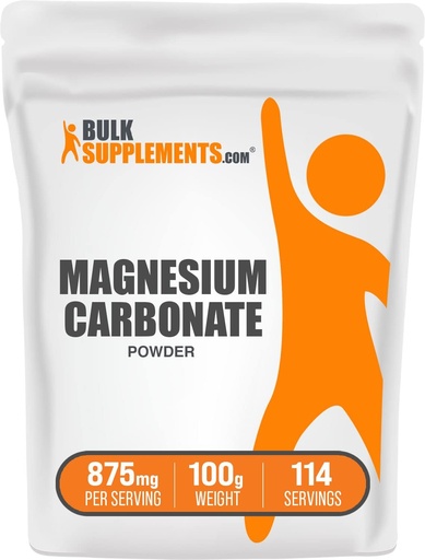 [BRSWKHD2DICAI2DO] BulkSupplements.com Magnesium Carbonate Powder - Magnesium Carbonate Supplement, Magnesium Carbonate Food Grade - Gluten Free, 875mg per Serving, 100g (3.5 oz) (Pack of 1)
