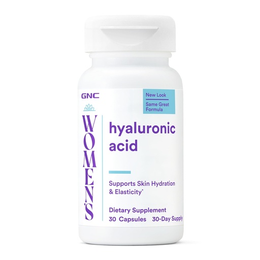 [BRSRGAT5CEMA2GTP] GNC Women's Hyaluronic Acid - Daily Beauty Supplement for Skin Moisture Support - Supports Skin Hydration - Nutrient-Rich, Rejuvenating Formula - Gluten-Free - 30 Count (30 Servings)