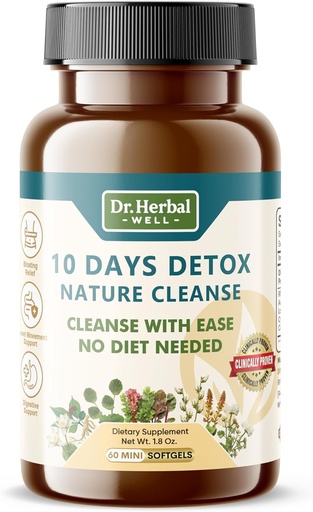 [BRSRAFI5DEIQKCY3] 10 Days Detox Natural Cleanse with Ease No Diet Needed (60 Mini Softgels)