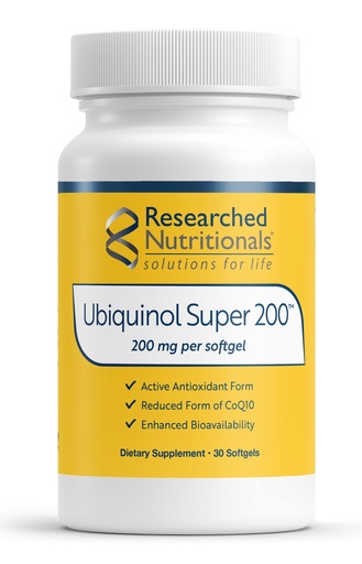 [BRSWIZAOAYIAK3TO] Researched Nutritionals Ubiquinol Super 200 - Enhanced Absorption CoQ10 200mg Softgels - Coenzyme Q10 Ubiquinol Form Antioxidants Supplement to Support Heart Health & Cellular Energy (30 Softgels)
