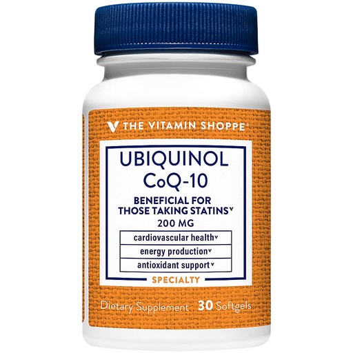 [BRSWKFQGOQNB2HQV] The Vitamin Shoppe Ubiquinol CoQ-10 200mg Beneficial for Those (30 Softgels)