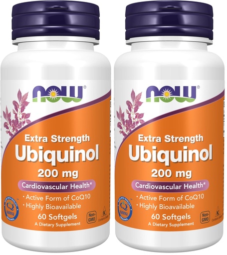 [BRSRGGQNBUIBYGQ3] Now Supplements, Ubiquinol 200 mg, High Bioavailability (The Active Form of CoQ10), 60 Softgels (Pack of 2)