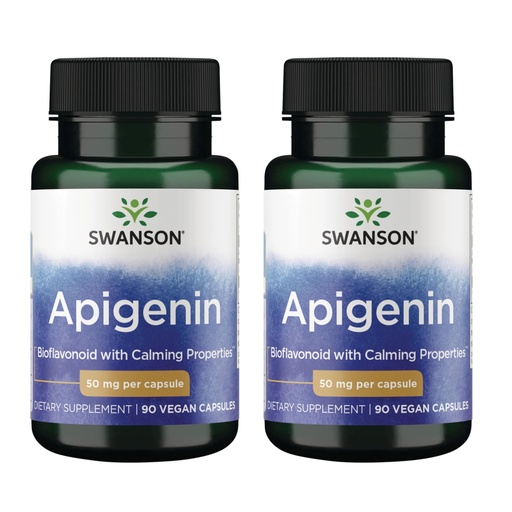 [BRSWGFAYOYIWGAIZ] Swanson Apigenin Bioflavonoid Supplement for Adults Seeking Natural Sleep, Relaxation, and Stress Relief Support - 50 mg (90 Vegan Capsules, 2 Pack)