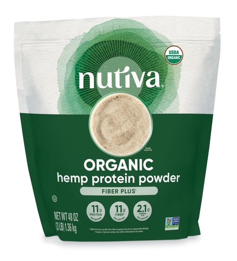 [BRSWIY33AB5RGH3A] Nutiva USDA Organic Cold-Pressed Hemp Seed Plant Protein Power, 3 Pound, Fiber Plus with Essential Amino Acids, Non-GMO, Whole 30 Approved, Vegan & Keto