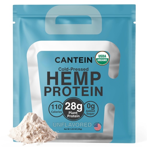 [BRSRABICCF6BGFD6] Organic Plant-Based Protein Powder - 100% Hemp Protein Vegan Shake Mix - Lactose, Dairy & Gluten Free, Clean Natural Unflavored (1 Serving)