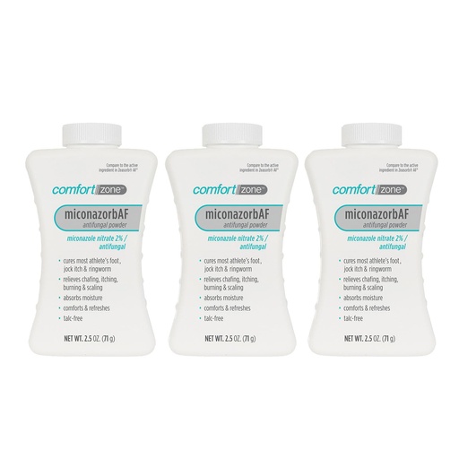 [BRSWGFAKB4CBMELZ] Comfort Zone Miconazorb Antifungal Powder, Talc-Free, Miconazole Nitrate 2%, For Treatment Of Athlete's Foot, Jock Itch And Ringworm, 2.5oz (71g) (3 Pack)