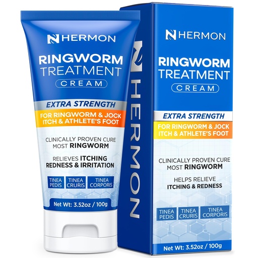 [BRSRGFINC4IA23DX] Hermon Antifungal Ringworm Cream for Humans – Helps Relieve Itching, Redness & Discomfort from Ringworm, Jock Itch, Athlete’s Foot & Tinea Versicolor – Gentle for Adults & Kids – 100ml