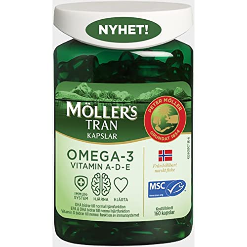 [BRSW2FQNAUGQKAYZ] Moller's Moller’s ® | Omega-3 Capsules | Fish Oil | 160 Capsules | Nordic Omega-3 Dietary Supplement with EPA and DHA and Vitamins A, D and E | 166-year-old-brand | Daily Health