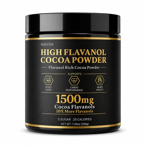 [BRSRGAI3A4MBQYL7] High Flavanol Cocoa Powder, 1200 mg Flavanols & 10X Concentrated Cocoa Extract with 600mg Epicatechin, Supports Heart Health, Nitric Oxide & Energy – Used To Relieve Afternoon Fatigue