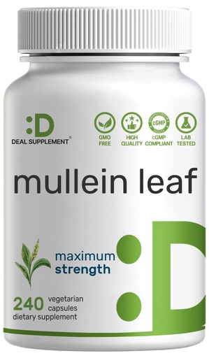 [BRSRO2QFDICRS3Y4] DEAL SUPPLEMENT Mullein Leaf Extract 240 Veggie Capsules – 4 Month Supply – Non-GMO, Vegan