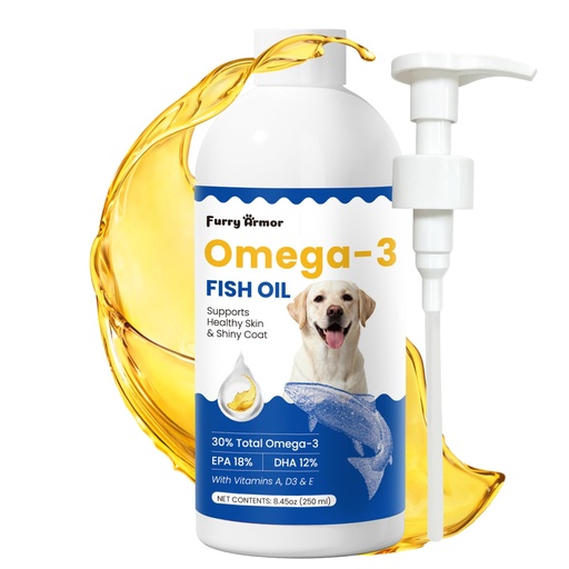 [BRSRGYIZAAMGE3D7] Omega 3 Fish Oil for Dogs & Cats - Promotes Healthy Skin, Shiny Coat, & Strong Joints - Made with Wild Wild-Caught Fish for Dogs – Tasty Fast-Absorbing Omega 3 6 9 Supplement (8.45oz)