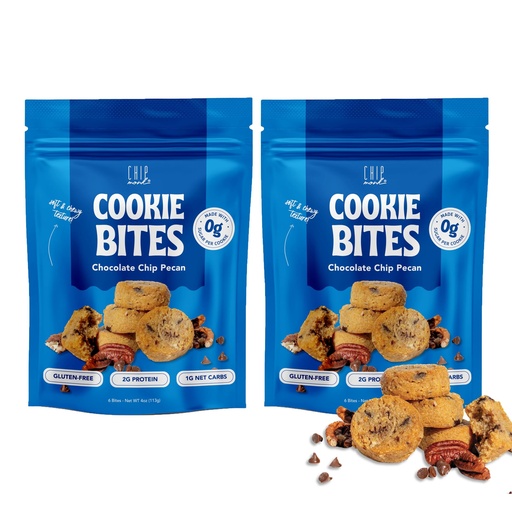 [BRSW22QQCMDQGFDV] ChipMonk Keto Cookie Bites – Delicious, Low Carb, Diabetic Friendly, 1g Net Carb, Gluten Free, Sugar Free Keto Bites Sweetened with Allulose & Monk Fruit (Chocolate Chip Pecan, 2 Pouches (16 Bites))