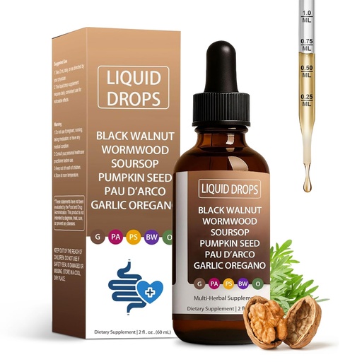 [BRSREBTYDEFA2AI4] Nutralis Black Walnut Wormwood Gut Cleanse,Wormwood Black Walnut Clove Liquid Drops with Soursop, Pumpkin Seed, Garlic Oregano, Digestion Aid & Boosts Energy,Gut Health & Absorption