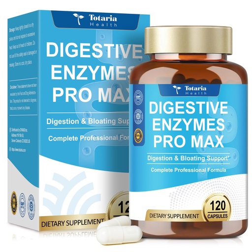[BRSRGCAZDJ5BQADD] Digestive Enzymes Pro Max 1000mg, 25-in-1 with Apple Cider Vinegar, Probiotics, Prebiotics, Postbiotics, Bromelain, Papain, Lactase, Gentian, Artichoke, Ginger for Digestion, Bloating & Gut, 120 Caps