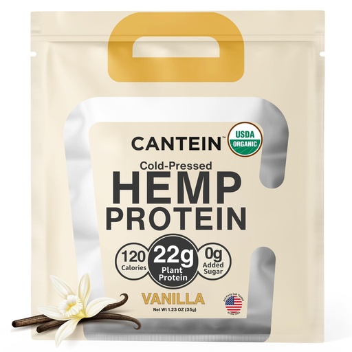 [BRSRABICCBYGEGQ6] Organic Plant-Based Protein Powder - 100% Hemp Protein Vegan Shake Mix - Lactose, Dairy & Gluten Free, Clean Natural Vanilla (1 Serving)