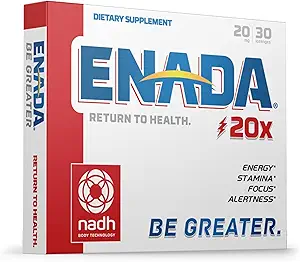 [BRSWKZY3DIGRA2LO] ENADA 20 x NADH Supplement | Boost Energy, Mental Focus, Stamina | Support Fatigue, Cell Regenerator | 20mg NADH 30 Lozenges (1 per serving) | Natural Energy Supplements for Women and Men