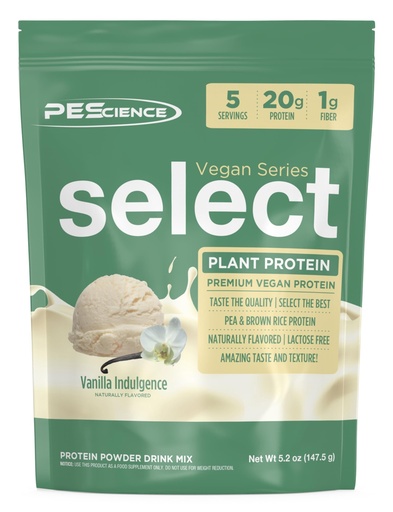 [BRSWGGIEAQBQYADK] PEScience Select Vegan Protein Powder, Plant Based Protein Powder, Amazing Taste, Smooth Texture, Pea and Brown Rice Blend, Dairy Free, Lactose Free, Gluten Free - Vanilla Indulgence, 5 Servings