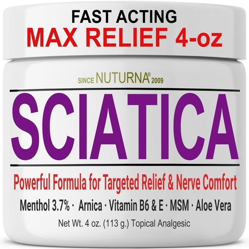 [BRSWYCD3AACRMYI7] Sciatica Nerve Cream - Maximum Strength Comfort Cream for Feet, Hands, Legs, Toes, Back - Natural Ultra Strength Arnica, MSM, Menthol, Soothing Comfort, Large 4 Oz