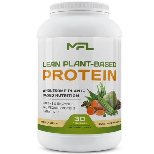 [BRSWYZIPOIMBMG3B] MFL Vegan, Plant-Based Protein Powder l Gluten Free l Non Dairy l Non GMO l Lactose Free l Keto-Friendly | 2.12 lbs (Vanilla Bean)