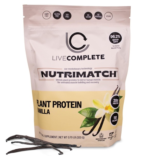 [BRSREGLQDINWO2Q3] NutriMatch™ Plant Protein Powder – Vanilla | 10 Servings - 20g | Vegan, 100% Plant-Based, Complete Protein with 96% Match Rate™