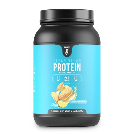 [BRSW2CA3DMCRAHTK] InnoSupps Clean Vegan Protein - Plant Based, Vegan, Natural, No Artificial Sweeteners, No Gluten, No Dairy. Lactose Free, Low Carbs, Low Fat, No Sugar Added, Soy Free, Non-GMO (Lemon Sugar Cookie)