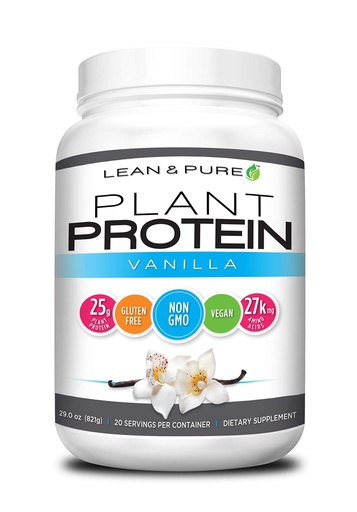 [BRSWGA35BN7GA3DO] Lean & Pure Plant Vegan Protein Powder, 25g of Protein, Non GMO, Gluten Free, Vanilla, 821g