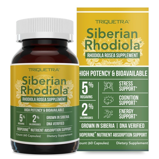 [BRSWYAQTBMGRYHLL] Max Strength Siberian Rhodiola®: Rhodiola Rosea 5% Rosavins, 2% Salidroside & BioPerine® for Enhanced Absorption – Helps Support Stress, Energy & Focus* – Grown in Siberia, DNA Verified (60 Capsules)