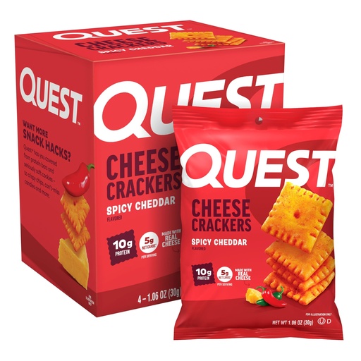 [BRSROFA2CIOQGCY6] Quest Nutrition Cheese Crackers, Spicy Cheddar, 10g of Protein, Low Carb, Made with Real Cheese, Protein Snack, 4 Count
